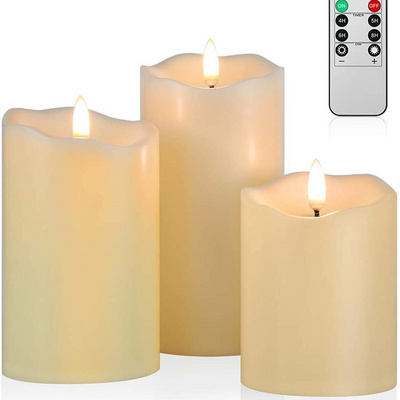 Flickering Flameless Candles, Most Realistic LED Candles with Remote and Timer, Set of 3 Battery Operated Candles for Halloween