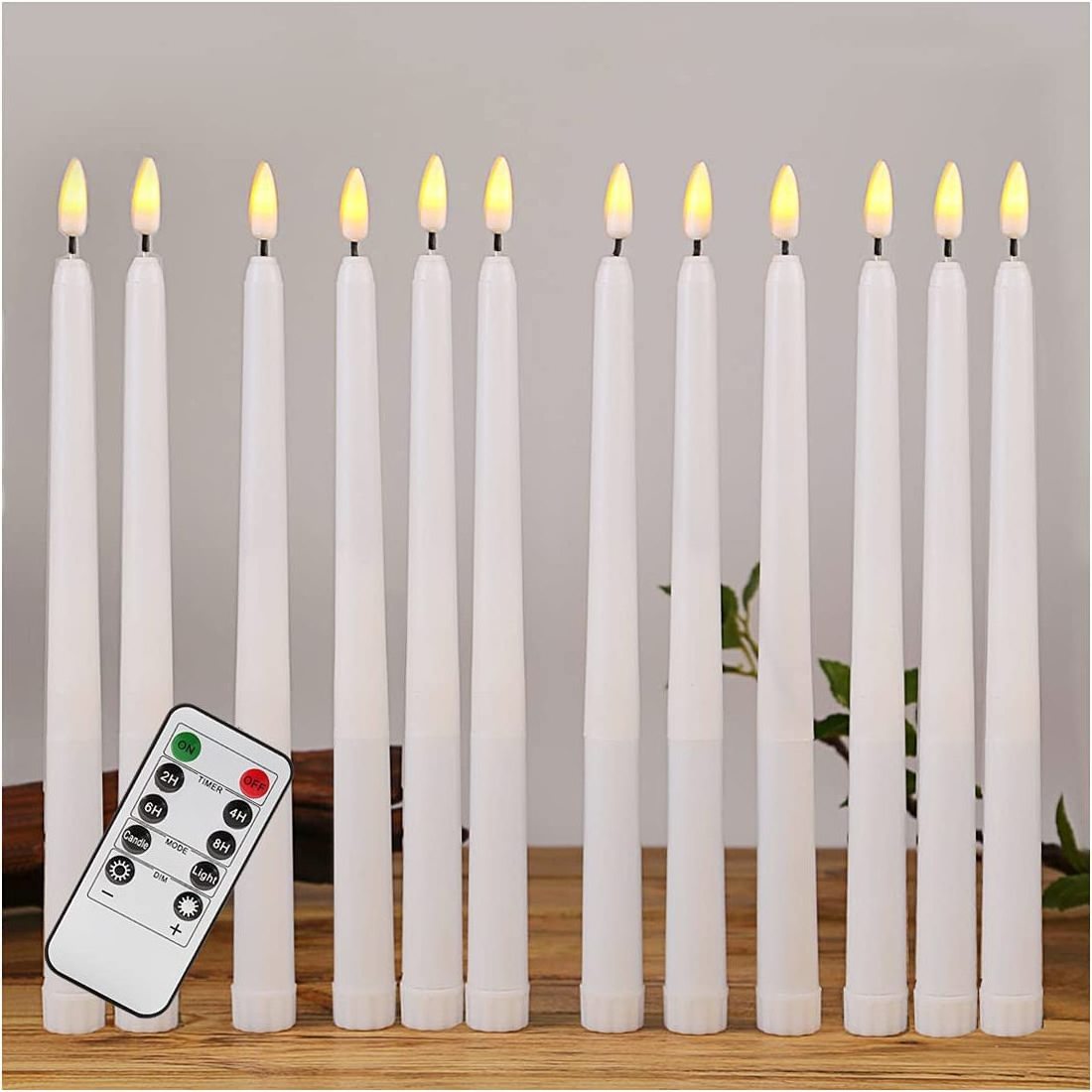 11 Inch Christmas Flameless Taper Candles with Remote and Timer, Battery Operated LED Window Candles