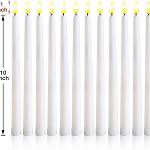 11" Ivory colour plastic flameless wedding LED Battery Operated Taper Candles, Flickering Flameless Taper christmas Candles