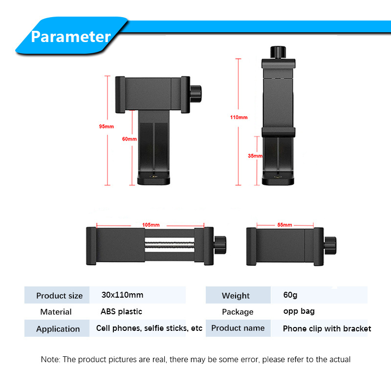 1/4 Screw Hole Phone Clip 360 Degree Rotatable Mobile Phone Clamp for Tripod Selfie Stick