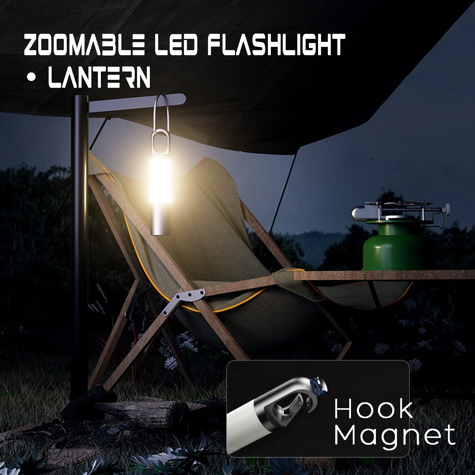 High Lumen Waterproof  LED Camping lantern, Zoomable Flash Light Portable Compact Tent Light, Emergencies light