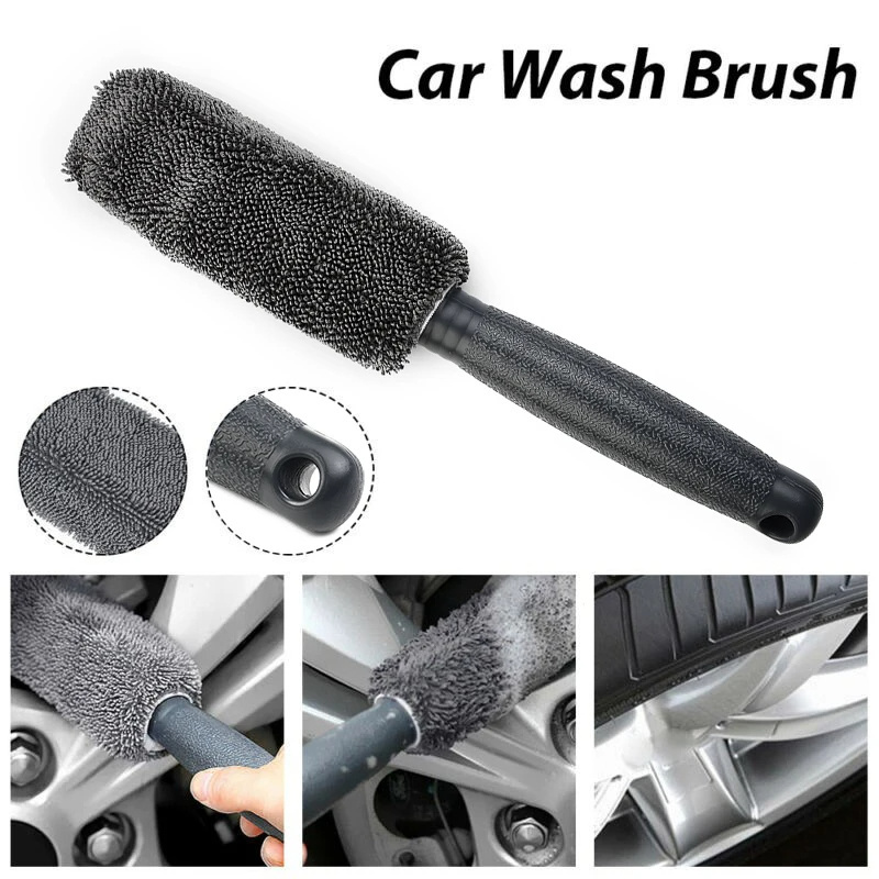 Car Wheel Cleaning Brush Tool Tire Washing Clean Soft Bristle Cleaner Black Easy To Cleaning Rims Spokes Wheel Brush