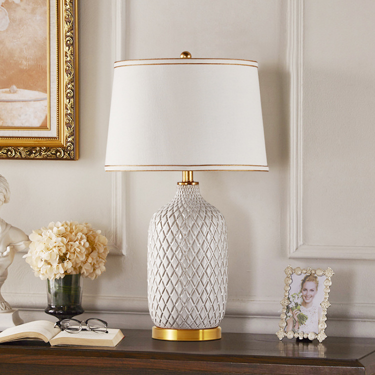 home living room restaurant bedside decorative luxury antique aged white ceramic table lamps