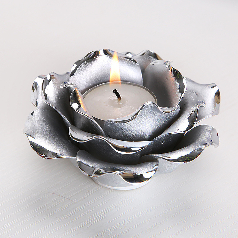 home tabletop decorative luxury lotus flower gold ceramic tea light candle holders