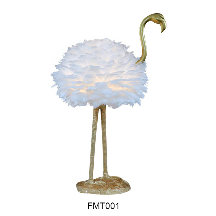 wholesale decorative pink feather flamingo design unique living room table lamps