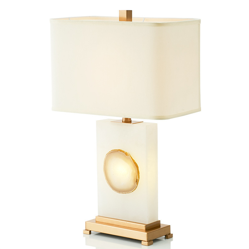 hotel home living room alabaster decorative antique brass luxury modern table lamp