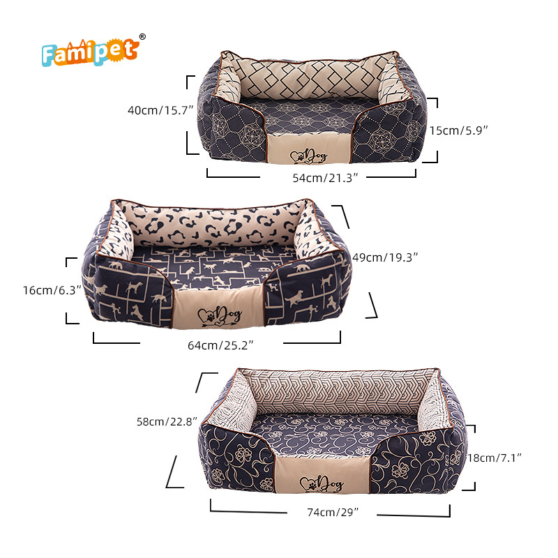 Famipet Manufacturer Custom Wholesale New Design Luxury Comfy Breathable Rectangle Soft Washable Pet Cat Dog Bed