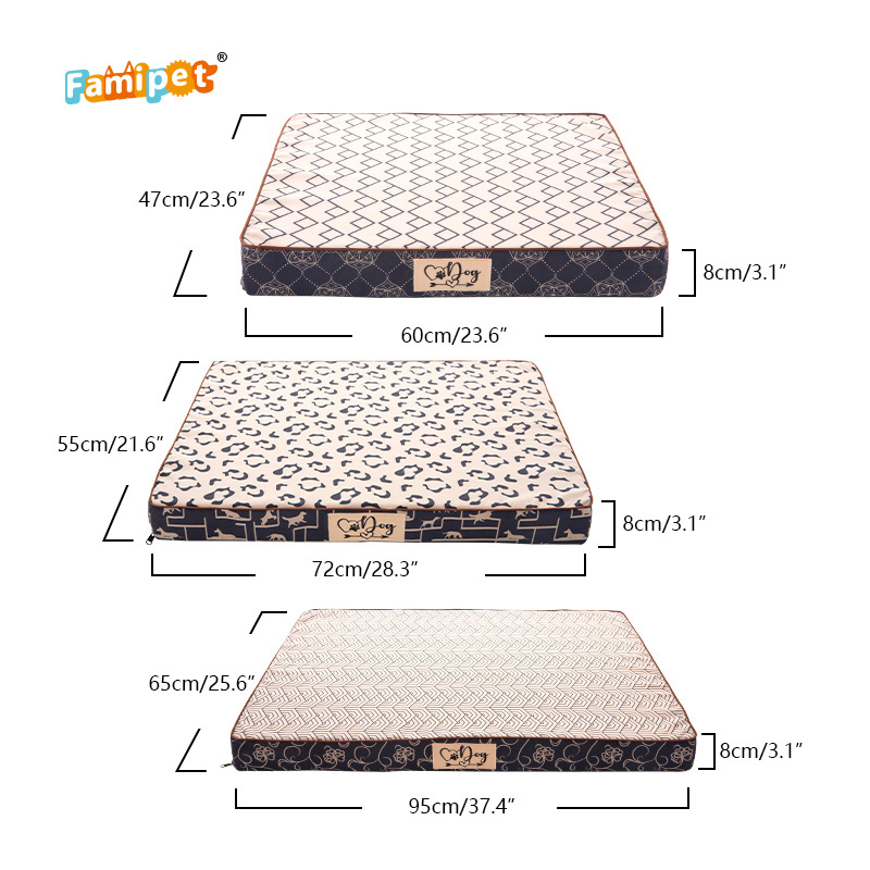 Famipet Custom Comfy Rectangle Memory Foam Pet Dog Crate Bed Mattress Orthopedic Dog Bed with Removable Washable Cover