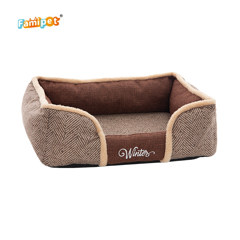 Famipet Manufacturer Custom New Design Luxury Comfortable Hundebett Rectangle Soft Washable Pet Puppy Cat Dog Bed