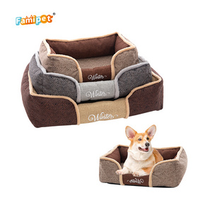 Famipet Manufacturer Custom New Design Luxury Comfortable Hundebett Rectangle Soft Washable Pet Puppy Cat Dog Bed