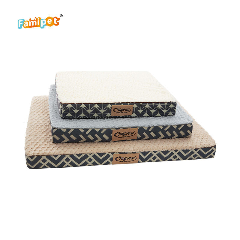 Famipet Custom Comfortable Rectangle Memory Foam Pet Dog Crate Bed Mattress Orthopedic Dog Bed with Removable Washable Cover