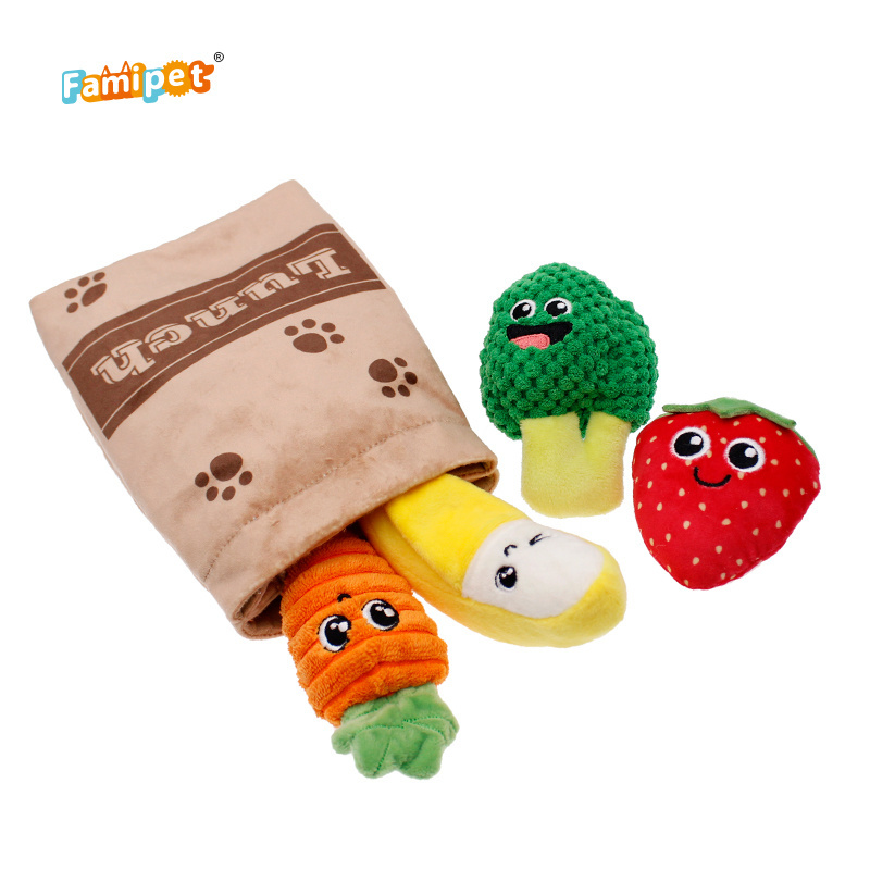 Famipet Manufacturer Wholesale Custom Available Multiple Choice Lunch Food Pet Squeaky Plush Dog Toy