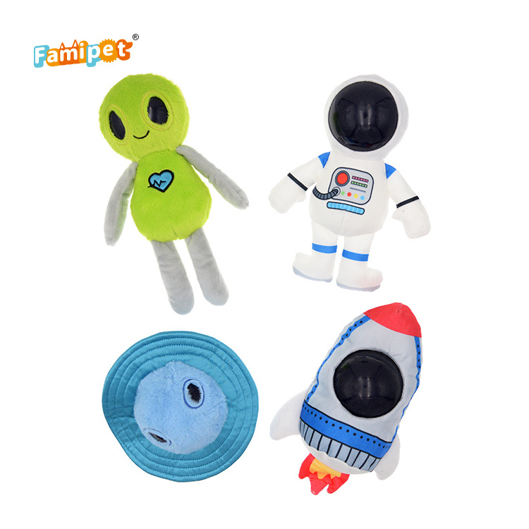 OEM ODM Custom Planet Astronaut Spacecraft Alien Durable Dental TPR Rubber Dog Chewing Toy