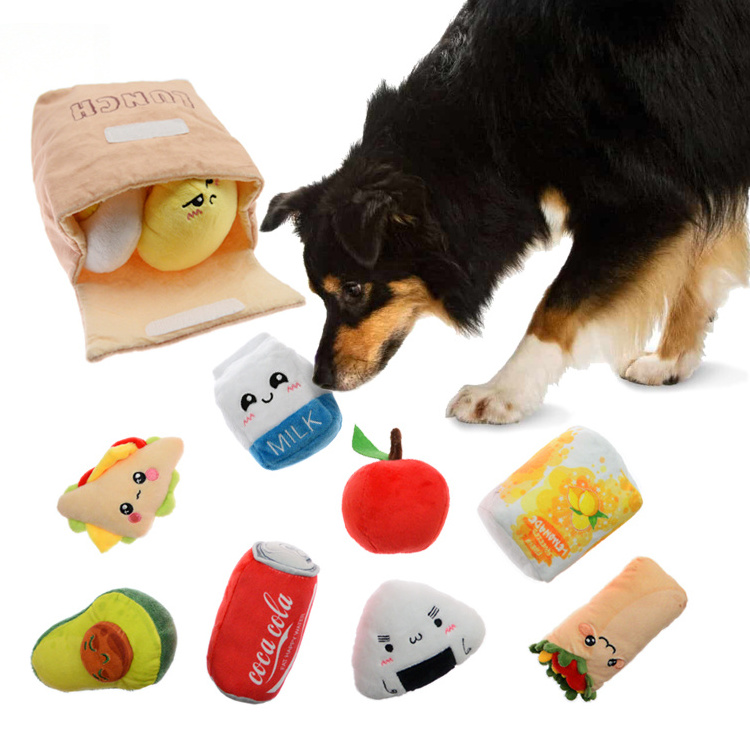 Famipet Manufacturer Wholesale Custom Available Multiple Choice Lunch Food Pet Squeaky Plush Dog Toy