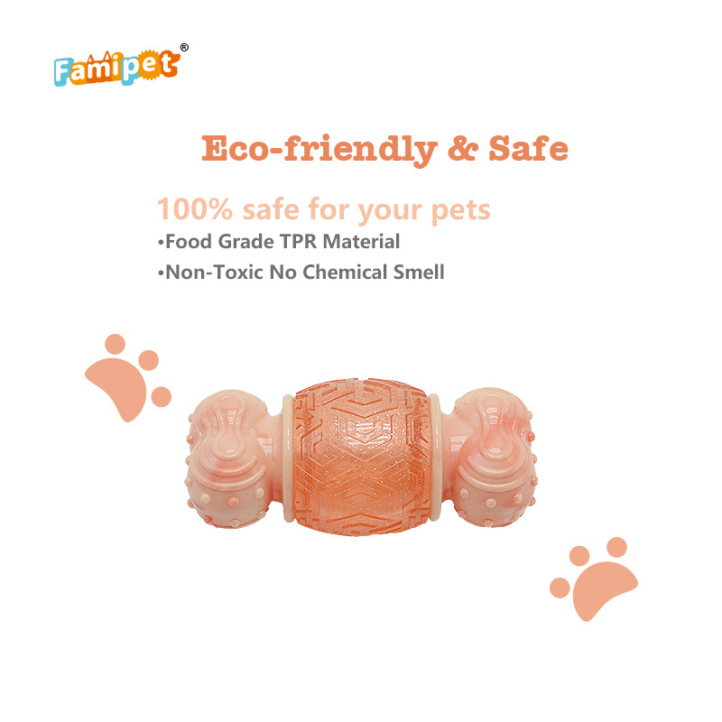 Famipet Manufacturer Custom New Design Tough Treat Dispensing TPR Bone Indestructable Dog Toy Pet Chew Toy