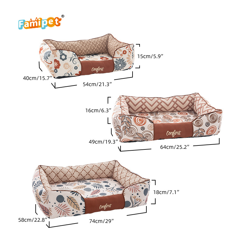 Famipet Manufacturer Custom New Design Luxury Comfy Breathable Rectangle Soft Washable Pet Cat Dog Bed