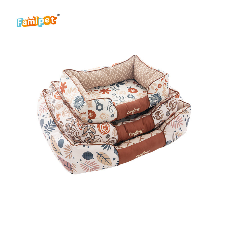 Famipet Manufacturer Custom New Design Luxury Comfy Breathable Rectangle Soft Washable Pet Cat Dog Bed