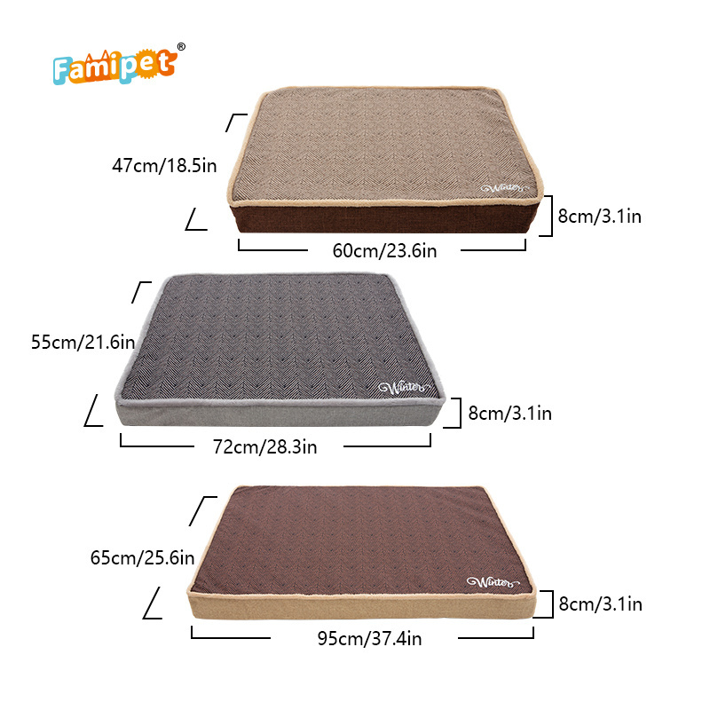 Famipet Manufacturer Custom Comfortable Rectangle Memory Foam Pet Dog Bed Mattress Orthopedic Dog Bed