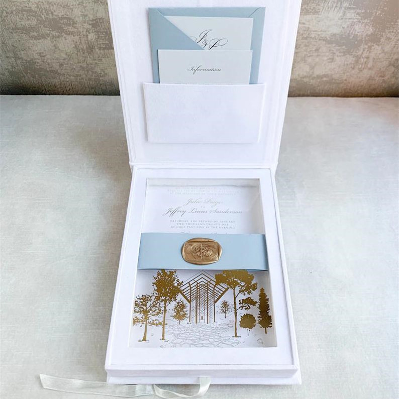 Wedding Invitations Luxury Box Velvet Invitation Boxes Clear Acrylic Wedding Cards