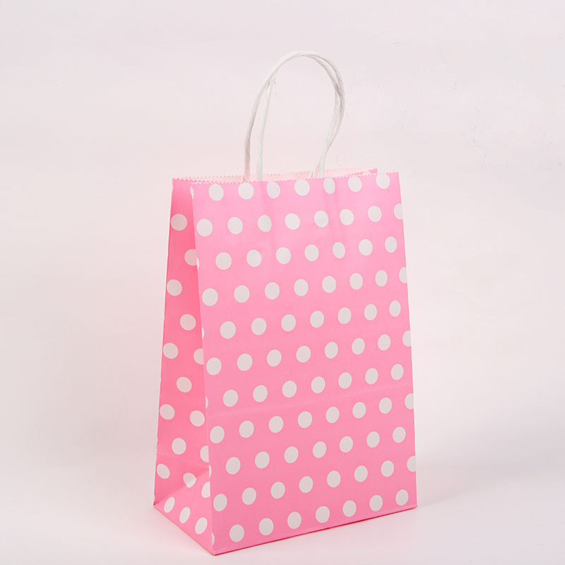 Affordable 8 Colors Dot Design Packaging Bags Mini Kraft Paper Gift Bags for Events