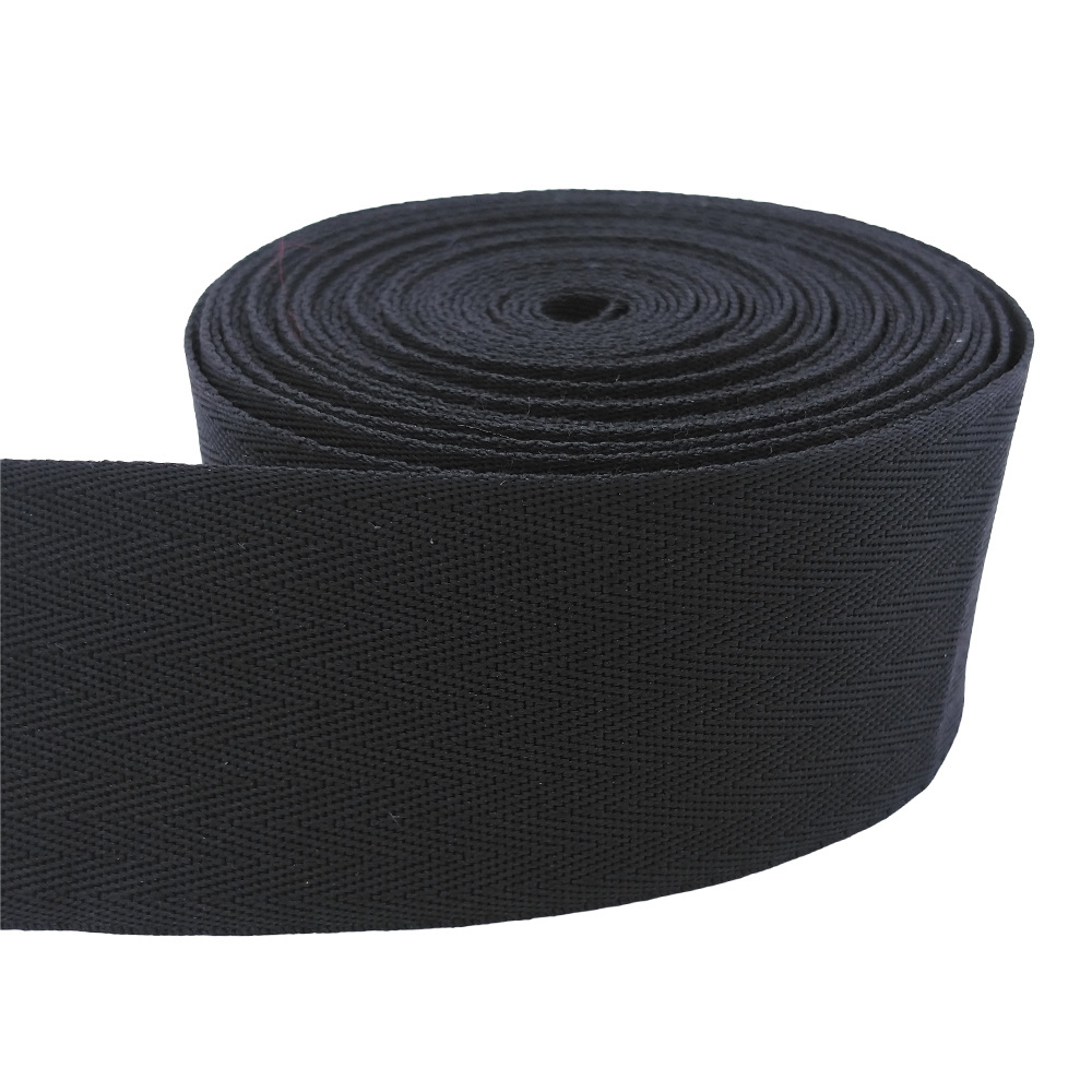 Custom textile accessories strap 25mm 38mm 50mm polyester cotton nylon herringbone webbing strap