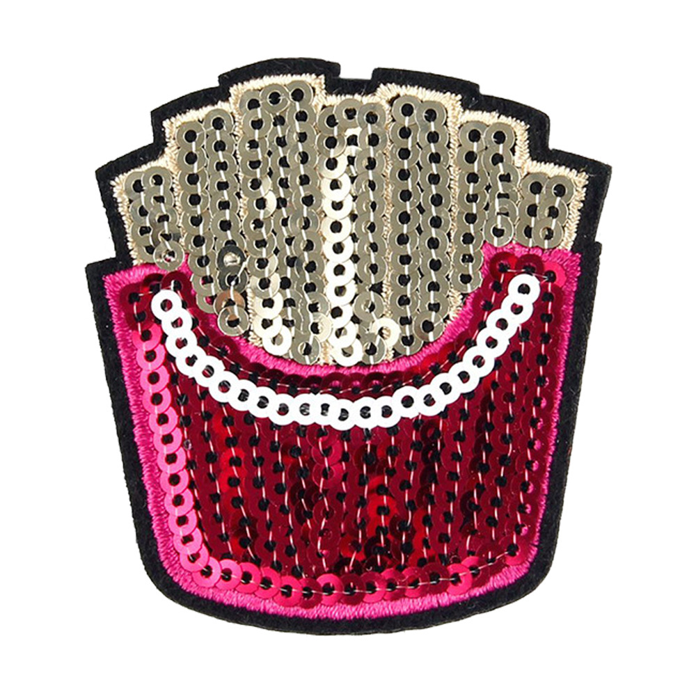 Factory custom design cute iron on embroidery patches colorful 3D sew on sequin patches