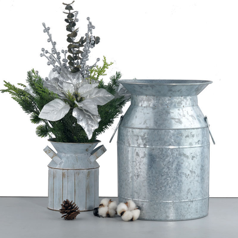 2023 Galvanized Metal Flowers and Garden Planter Pot Outdoor Galvanized Flower jugs