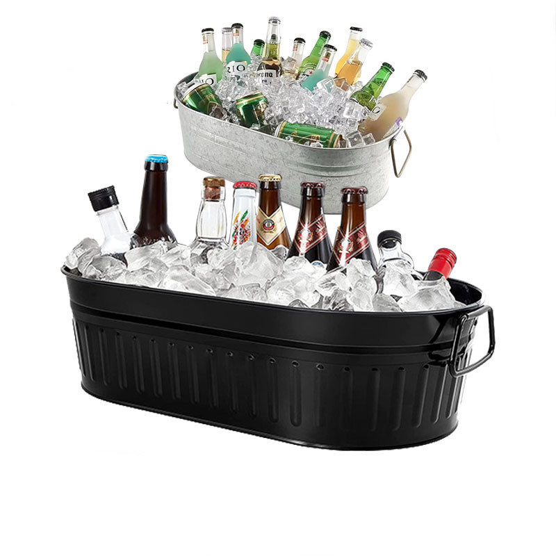 Round Bar Tool Beer Wine  Galvanized Iron Metal Ice Bucket Tin Pail With Bottle Opener large bucket