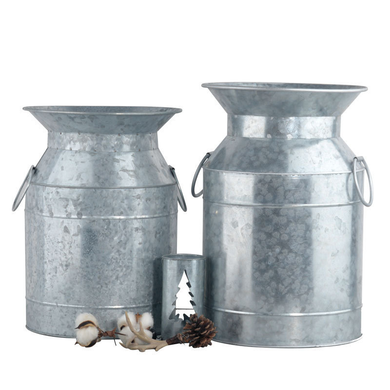 2023 Galvanized Metal Flowers and Garden Planter Pot Outdoor Galvanized Flower jugs