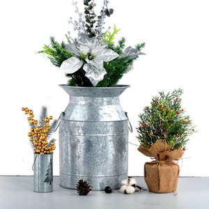 2023 Galvanized Metal Flowers and Garden Planter Pot Outdoor Galvanized Flower jugs