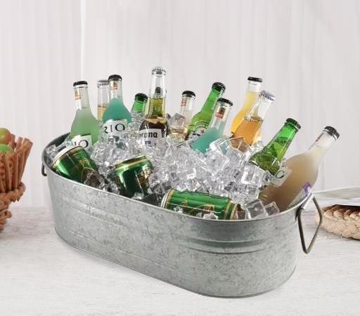 Round Bar Tool Beer Wine  Galvanized Iron Metal Ice Bucket Tin Pail With Bottle Opener large bucket