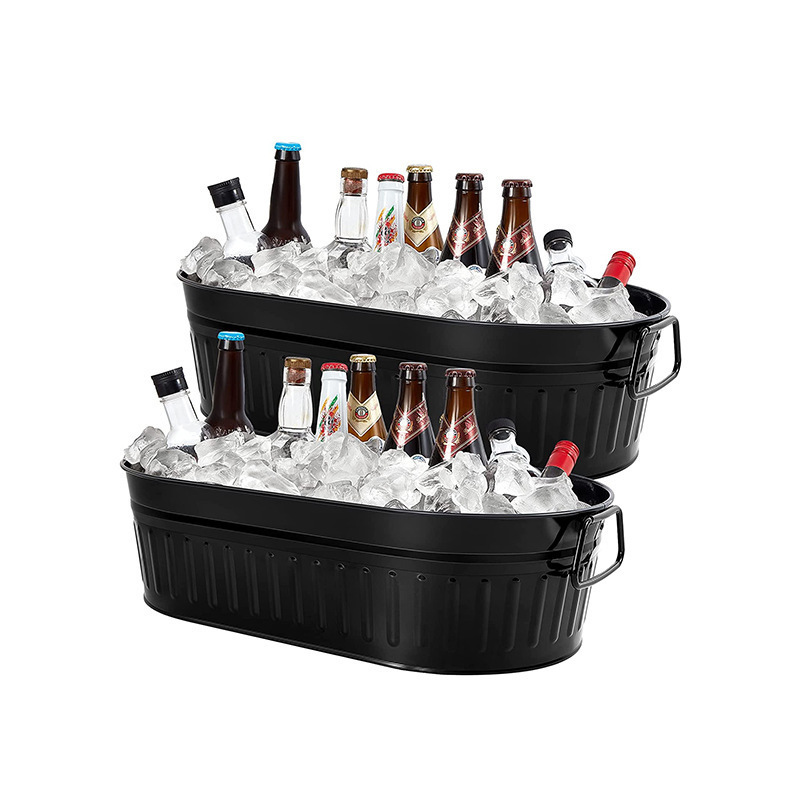 Round Bar Tool Beer Wine  Galvanized Iron Metal Ice Bucket Tin Pail With Bottle Opener large bucket