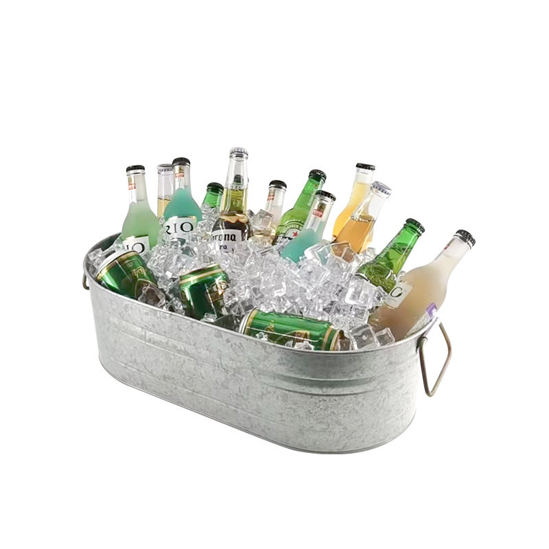 Round Bar Tool Beer Wine  Galvanized Iron Metal Ice Bucket Tin Pail With Bottle Opener large bucket