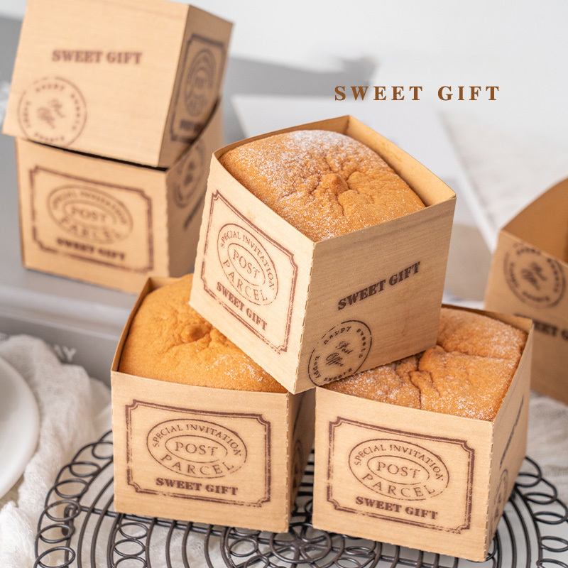 New custom kraft paper baking cake cup packing square heat resisting disposable cupcake packaging box