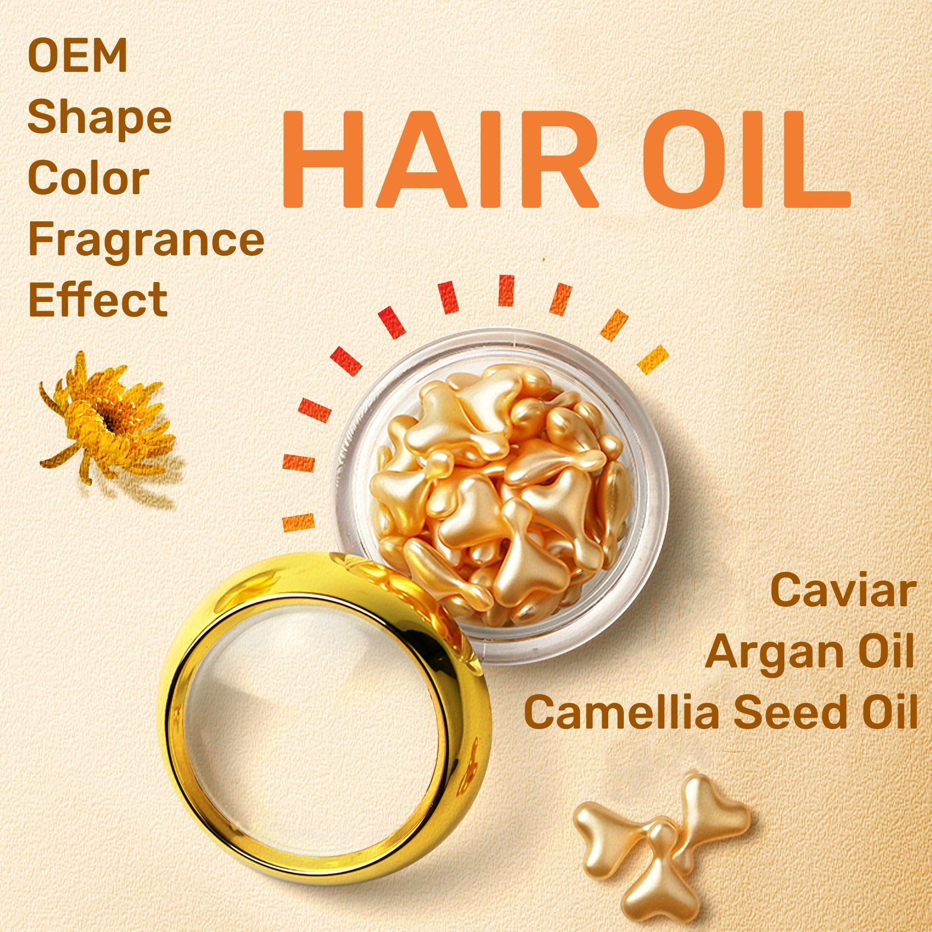 NO NEED TO RINSE OFF- HAIR CARE OIL CAPSULES /Caviar Soft Capsules Hair Treatment Oil Improves Anti-Frizz Smoothness Hair Oil