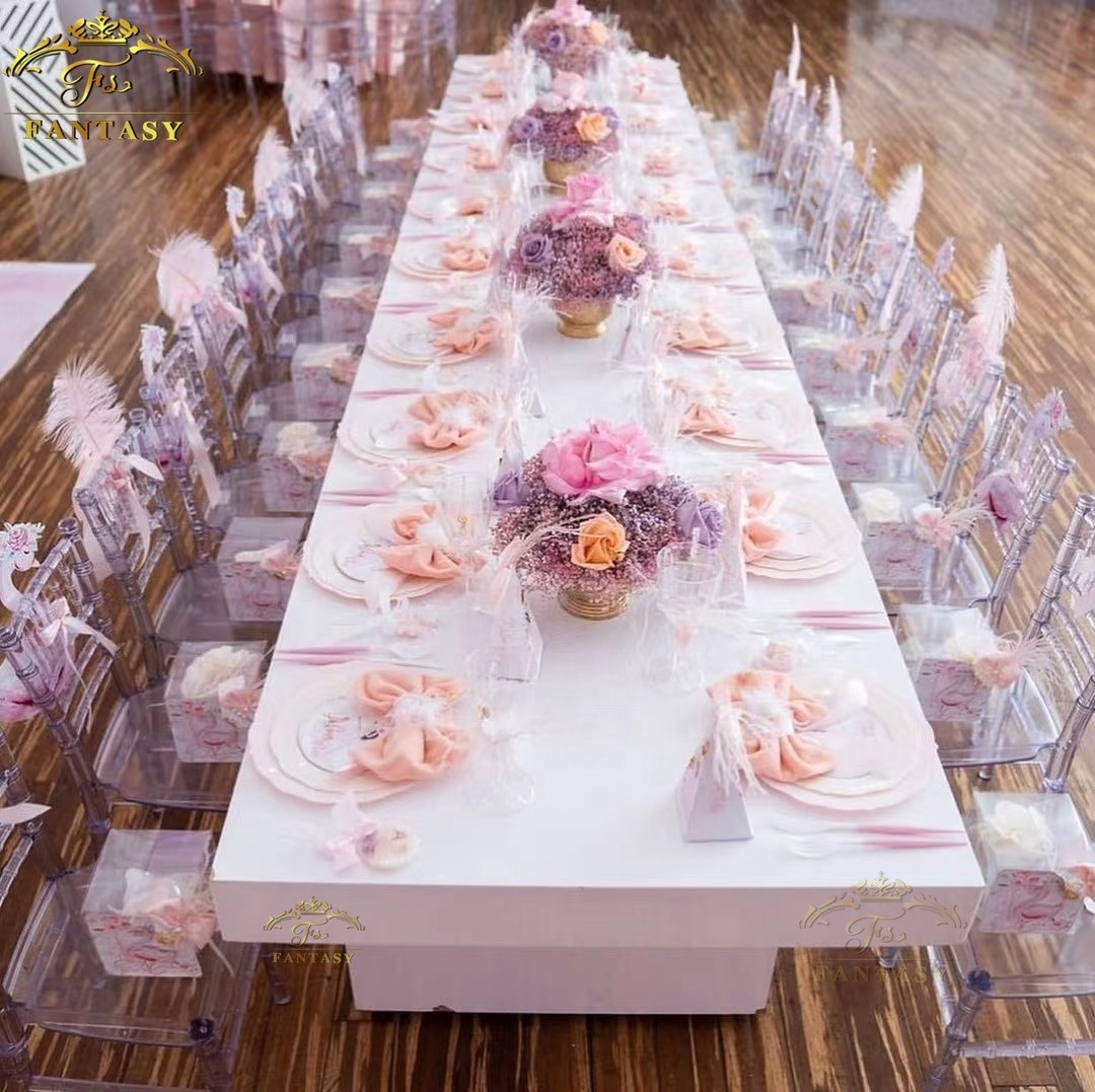 white acrylic baby dining table and chair set for kids party