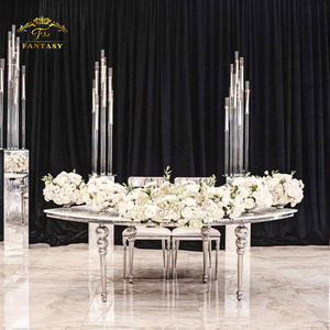 Dreamlike wedding furniture silver dining event serpentine table half round table