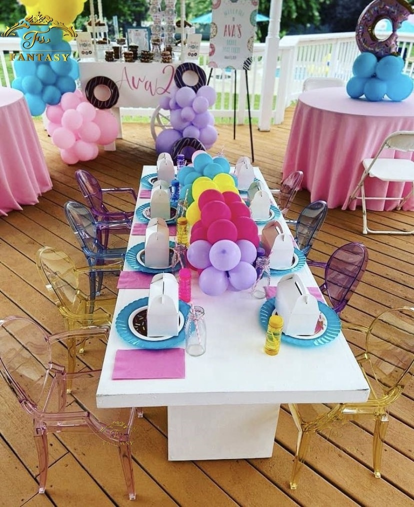 white acrylic baby dining table and chair set for kids party