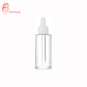 ready to ship Flat sided glass bottle round glass serum bottle 30ml 50ml 60ml transparent beard oil dropper bottles