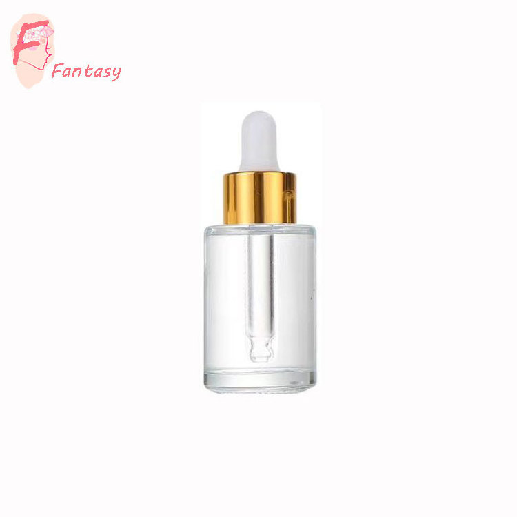 ready to ship Flat sided glass bottle round glass serum bottle 30ml 50ml 60ml transparent beard oil dropper bottles