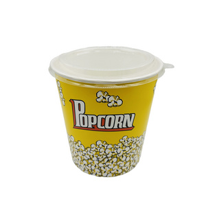 2023 Custom Logo Food Grade 32oz 46oz 64oz Disposable Custom Printed Popcorn Bucket With Lid Disposable Custom Popcorn Cups