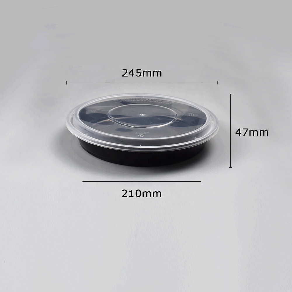 1250mlPlastic 1 Compartment Microwave Food Container Disposable Plate With Lids 1200ml Plastic bowl