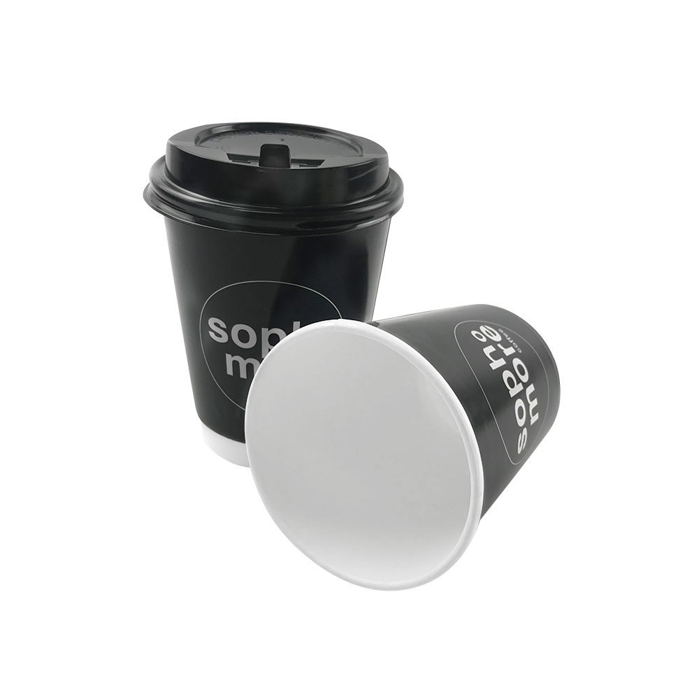 8oz 12oz 16oz Custom Logo Disposable Double Wall Paper Coffee Cups with Lids