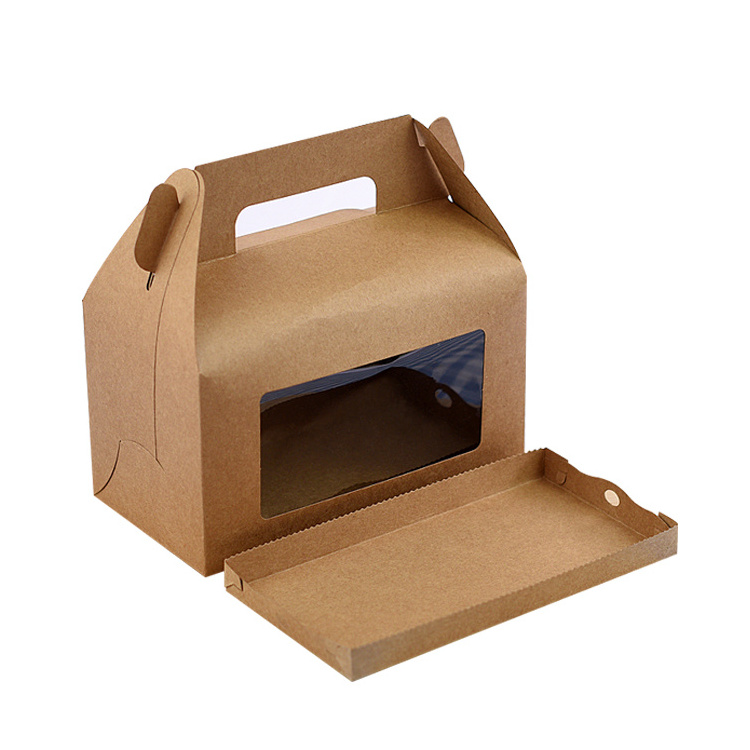 Hot sale fried chicken food box cardboard take away cupcake box with handle