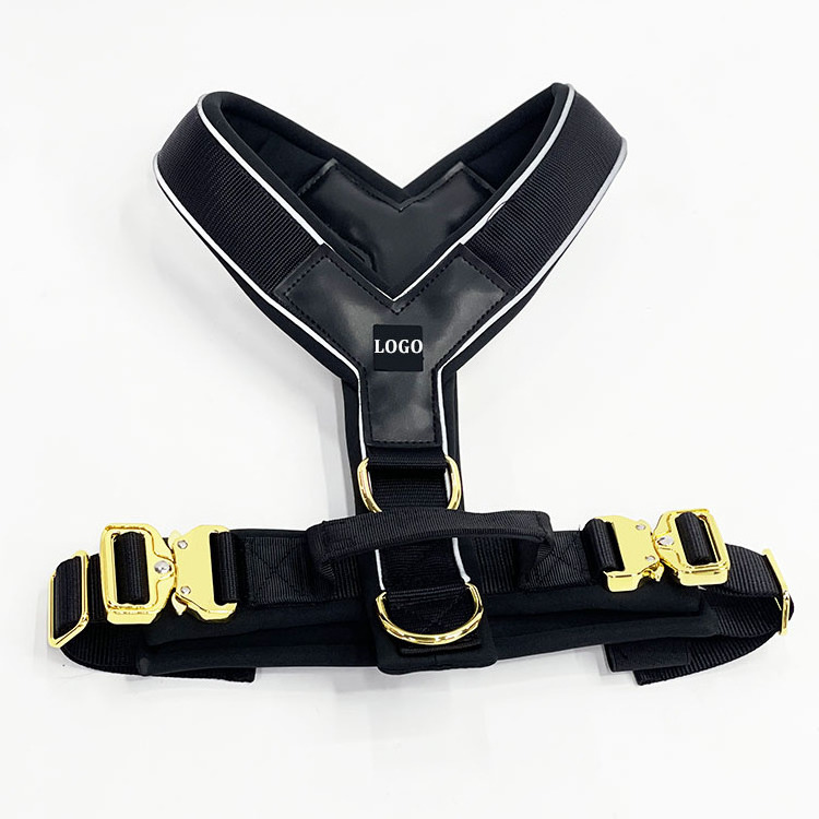 2023 New Personalized Custom Logo Tactic Dog Harness Reflective Designer Training High Quality Pet Dog Harness with Metal Buckle