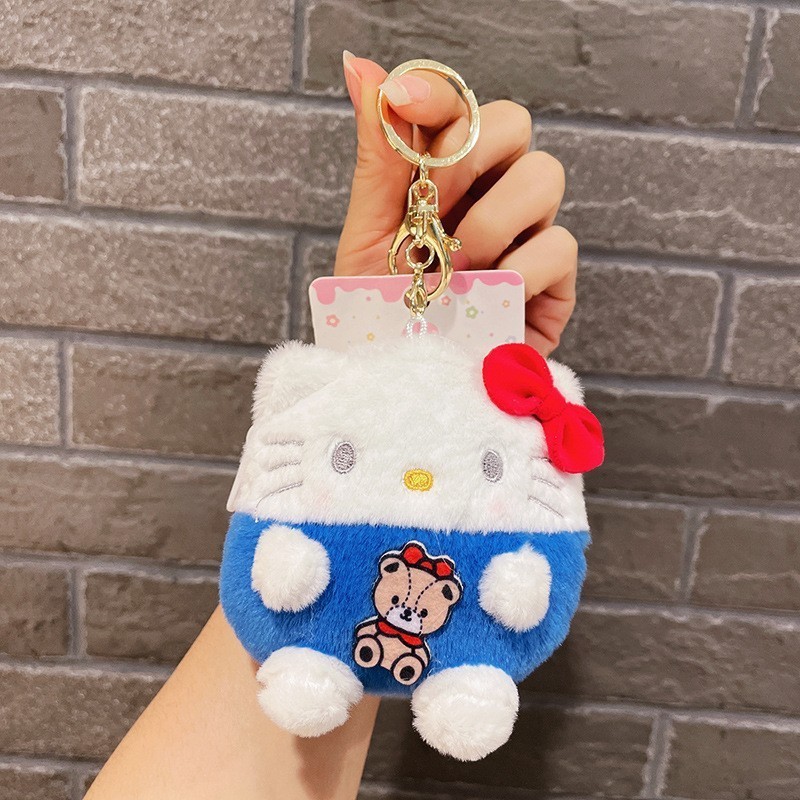 Wholesale 10cm Cute Kuromi Melody Plush Toys Animals Rabbit Cat Dog Stuffed Pendants Coin bag Purse Wallet Gifts for Children