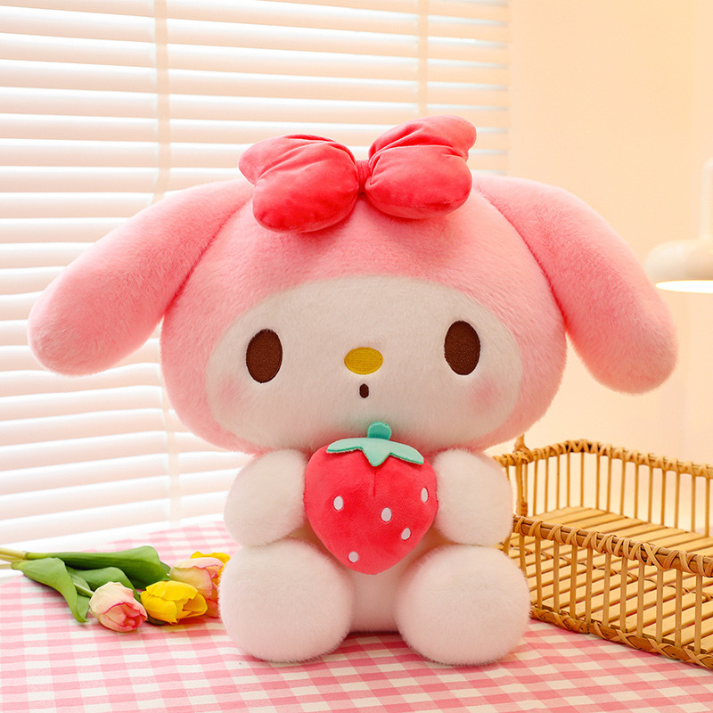 Best Selling Cute Pink Strawberry Plushy My melody Kuromi Kawaii sanrioo plushy for kids best gift sets for gifts 2024