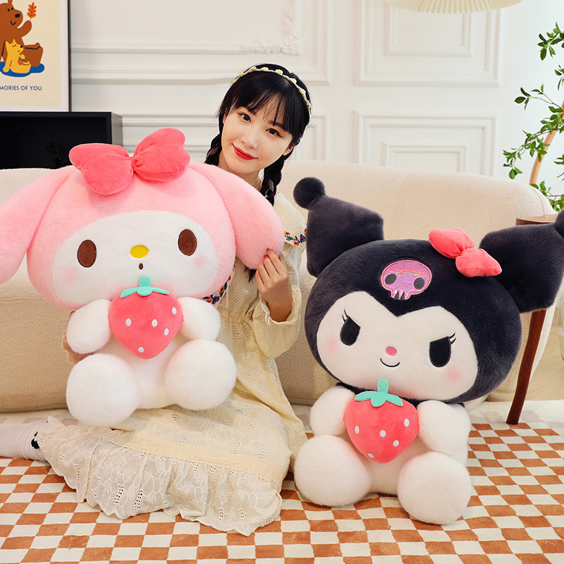 Best Selling Cute Pink Strawberry Plushy My melody Kuromi Kawaii sanrioo plushy for kids best gift sets for gifts 2024