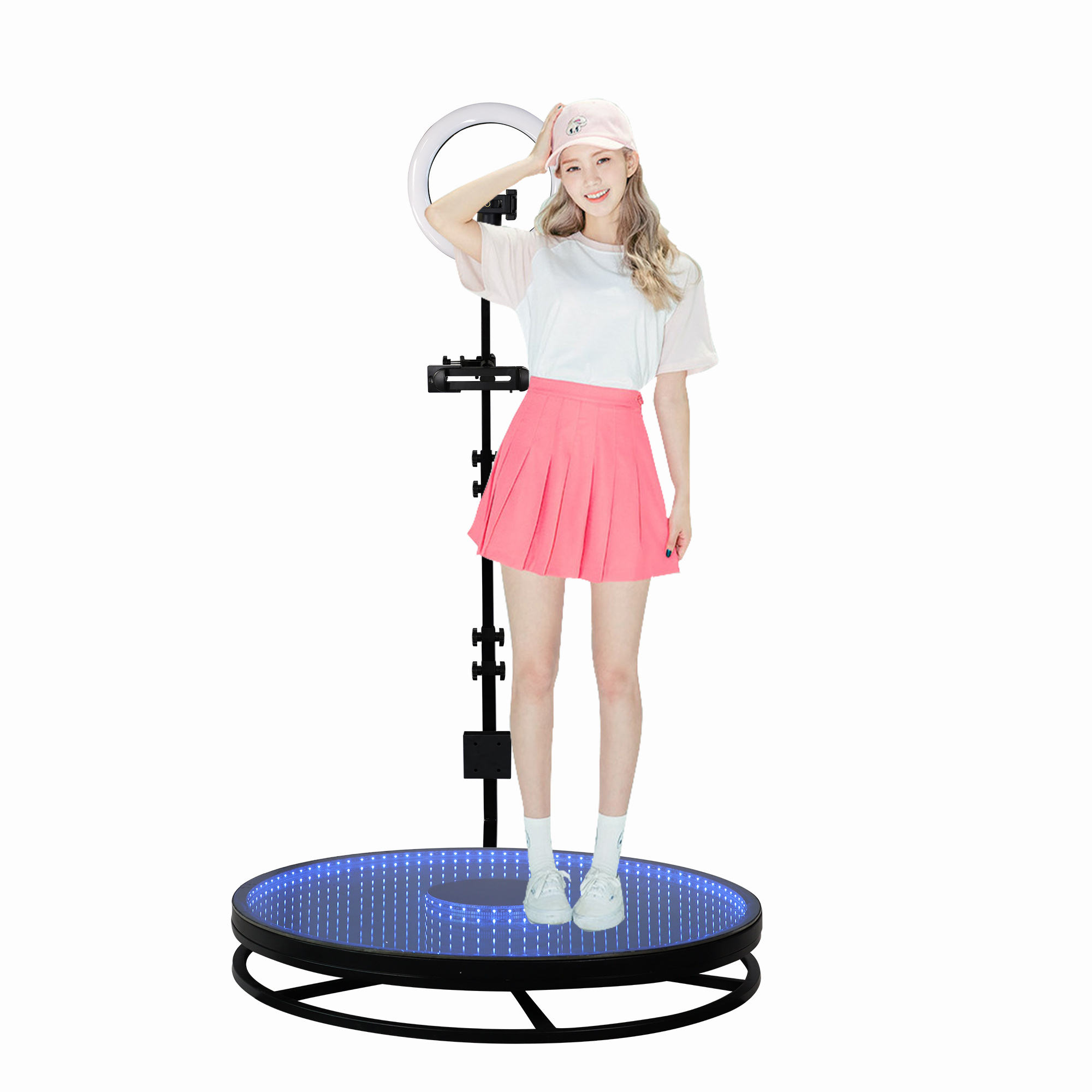 Selfie party supplies PhotoBooth machine 360 cabine booth Automatic Rotating ipad camera video 360 Photo Booth with Ring Light