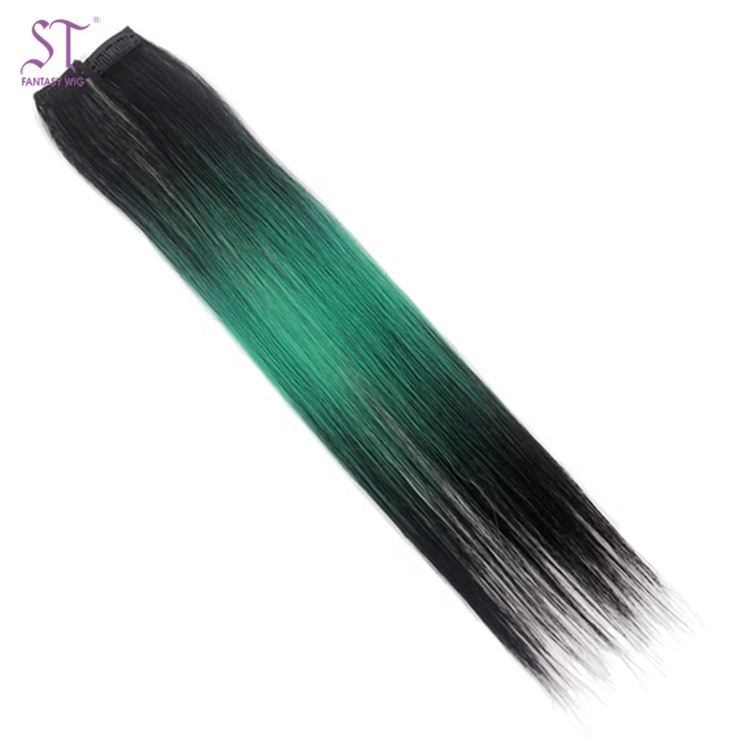 Wholesale Synthetic Hair Piece Long Straight Green Ombre Wig For Afro American Doll